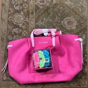Juicy Couture Pink Sueded Tote and Scrunchie Gift-set